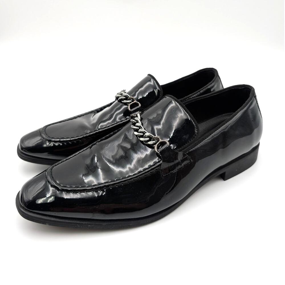 Abound Soren Chain Patent Loafer Shoes Square Toe Men's Black Size US11M EU44